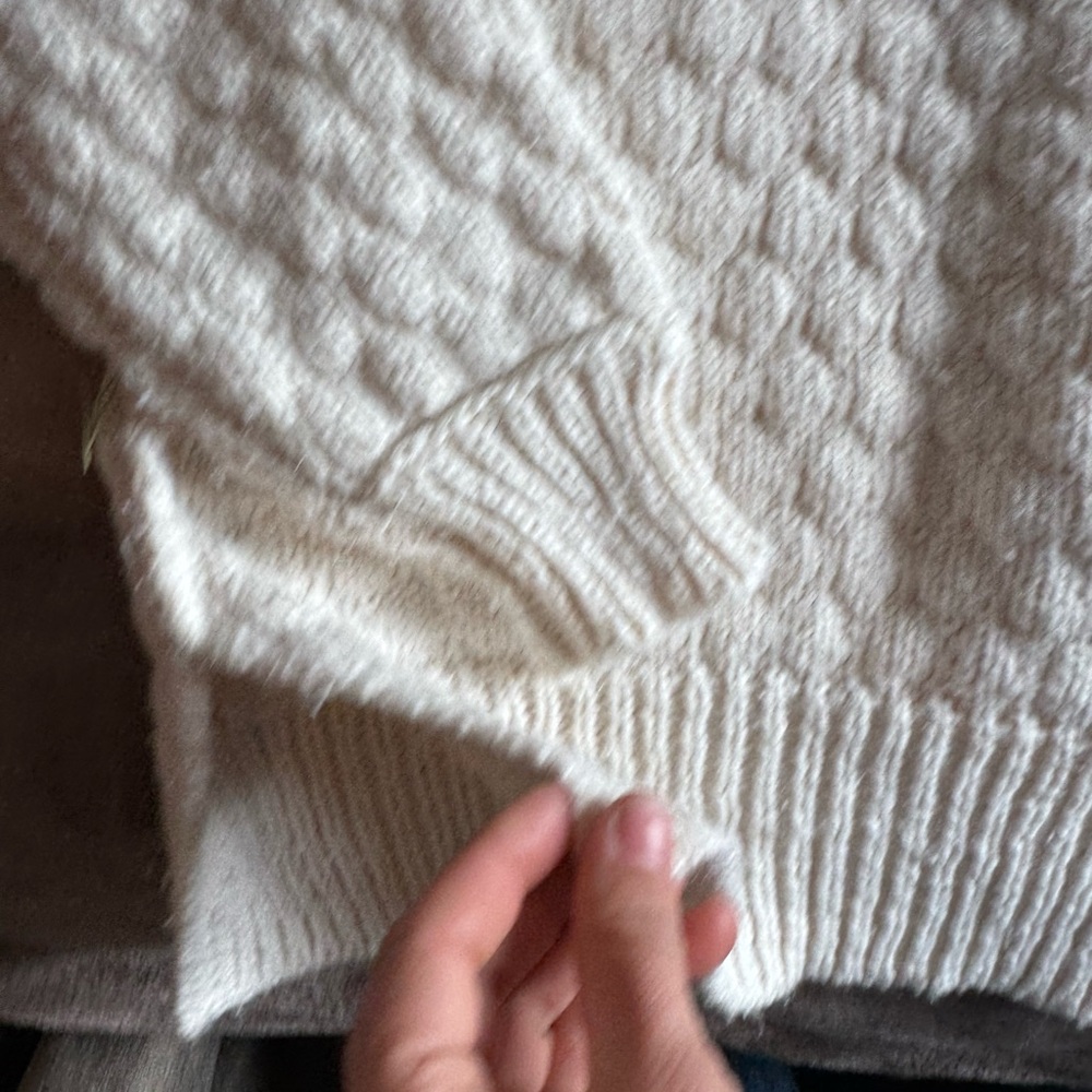 Cozy Cream Aerie Cotton Blend Sweater - Picture 3 of 15
